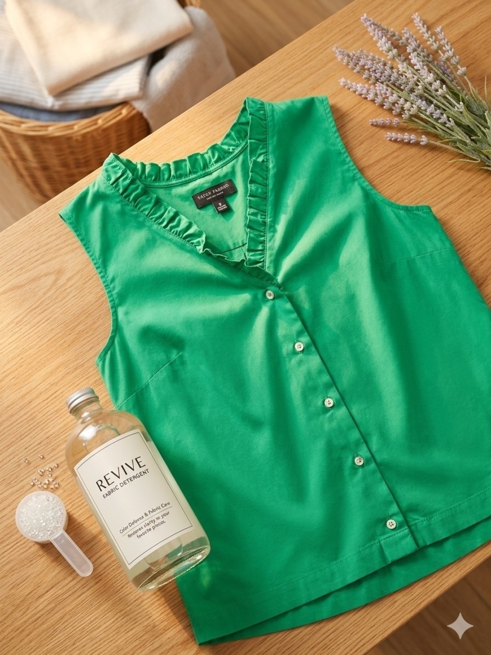 Laundry By Shelli Segal Green Sleeveless Ruffle V-Neck Button Front Top
